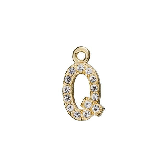 Alphabet Pendant, Letter 'Q' 7mm, Gold Finish (1 Piece)