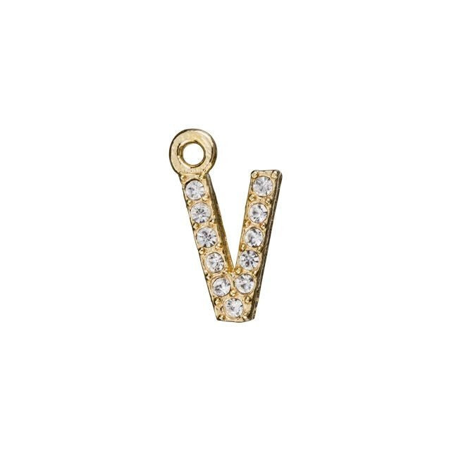 Alphabet Pendant, Letter 'V' 7mm, Gold Finish (1 Piece)
