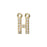 Alphabet Pendant, Letter 'H' with 2 Rings 7mm, Gold Finish (1 Piece)