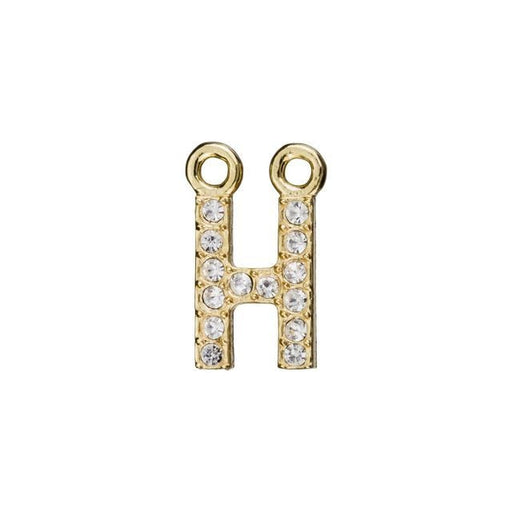 Alphabet Pendant, Letter 'H' with 2 Rings 7mm, Gold Finish (1 Piece)