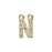 Alphabet Pendant, Letter 'N' with 2 Rings 7mm, Gold Finish (1 Piece)