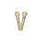 Alphabet Pendant, Letter 'V' with 2 Rings 7mm, Gold Finish (1 Piece)