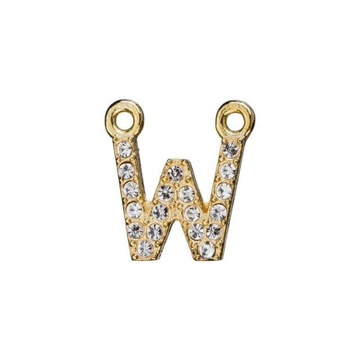Alphabet Pendant, Letter 'W' with 2 Rings 7mm, Gold Finish (1 Piece)