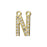 Alphabet Pendant, Letter 'N' with 2 Rings 12.5mm, Gold Finish (1 Piece)