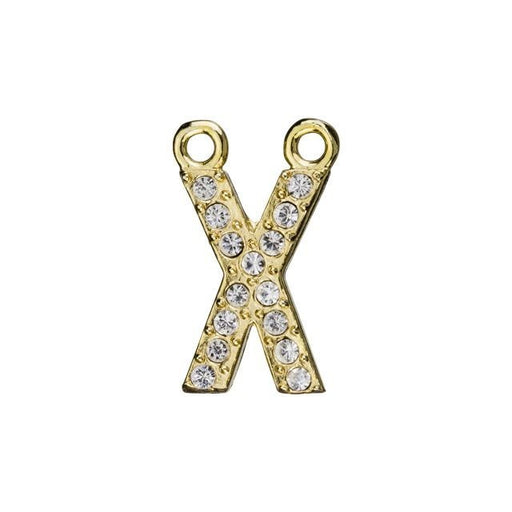Alphabet Pendant, Letter 'X' with 2 Rings 12.5mm, Gold Finish (1 Piece)
