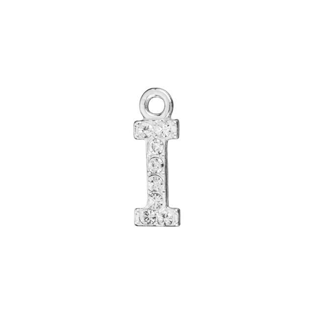 Alphabet Pendant, Letter 'I' with Rings 7mm, Sterling Silver (1 Piece)