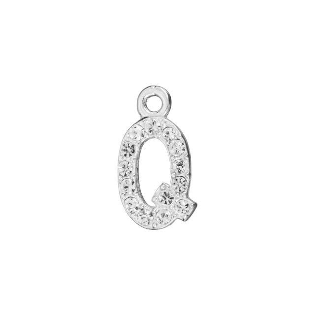 Alphabet Pendant, Letter 'Q' with Rings 7mm, Sterling Silver (1 Piece)
