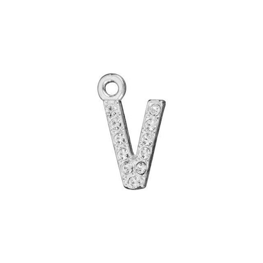 Alphabet Pendant, Letter 'V' with Rings 7mm, Sterling Silver (1 Piece)
