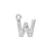 Alphabet Pendant, Letter 'W' with Rings 7mm, Sterling Silver (1 Piece)