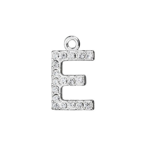 Alphabet Pendant, Letter 'E' with Rings 12.5mm, Sterling Silver (1 Piece)