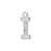 Alphabet Pendant, Letter 'I' with Rings 12.5mm, Sterling Silver (1 Piece)