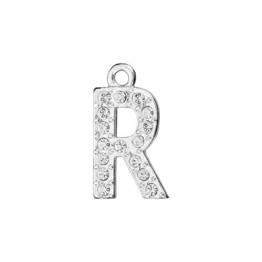 Alphabet Pendant, Letter 'R' with Rings 12.5mm, Sterling Silver (1 Piece)