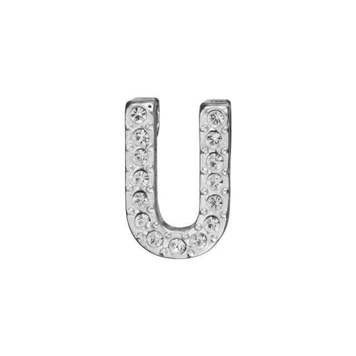 Alphabet Pendant, Letter 'U' with Tube Bail 12.5mm, Sterling Silver (1 Piece)