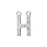 Alphabet Pendant, Letter 'H' with 2 Rings 12.5mm, Sterling Silver (1 Piece)
