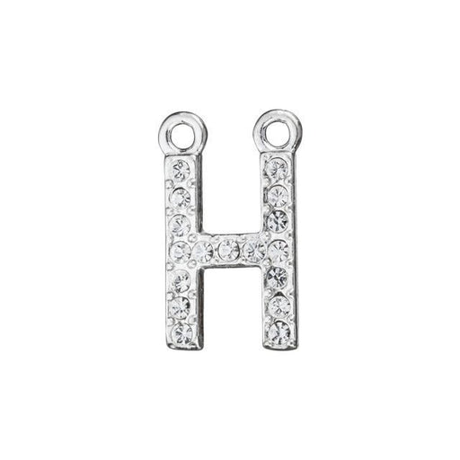 Alphabet Pendant, Letter 'H' with 2 Rings 12.5mm, Sterling Silver (1 Piece)