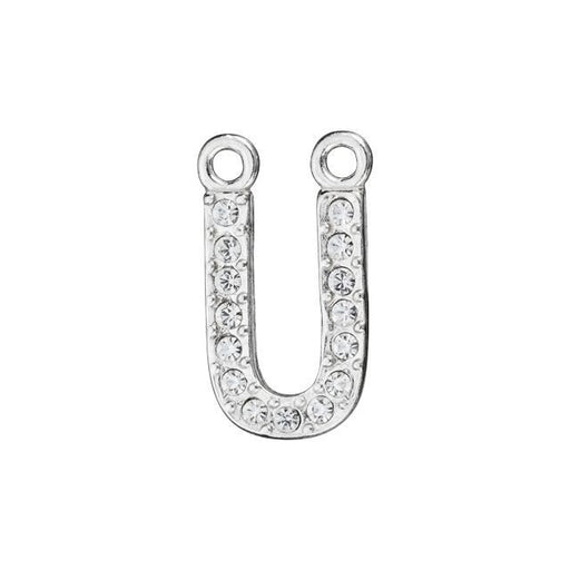 Alphabet Pendant, Letter 'U' with 2 Rings 12.5mm, Sterling Silver (1 Piece)