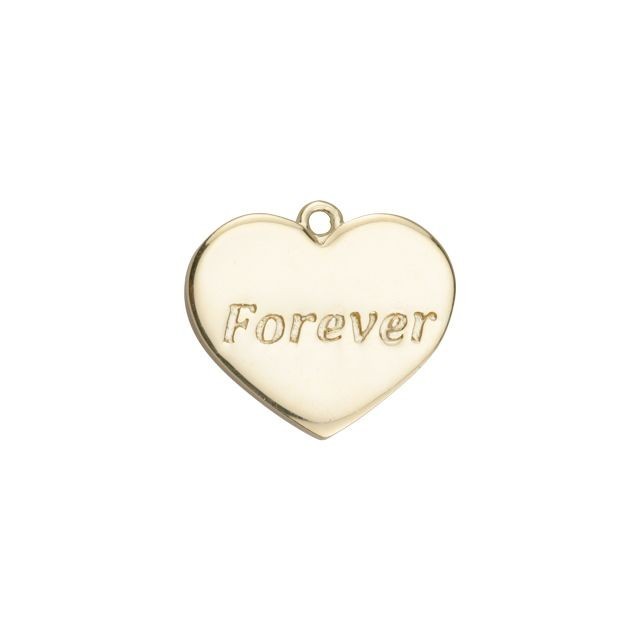 Charm, Heart with Message "Forever" 19.5x23mm, Gold Plated (1 Piece)