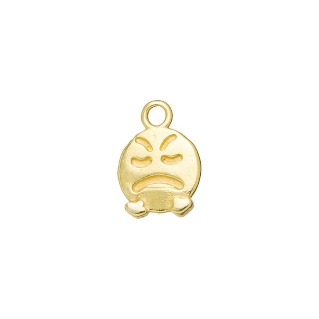JBB Charm, Round Mad Face Emoji 13x9mm, Gold Plated (1 Piece)