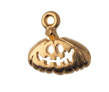 15mm Gold Halloween Grinning Pumpkin Charm