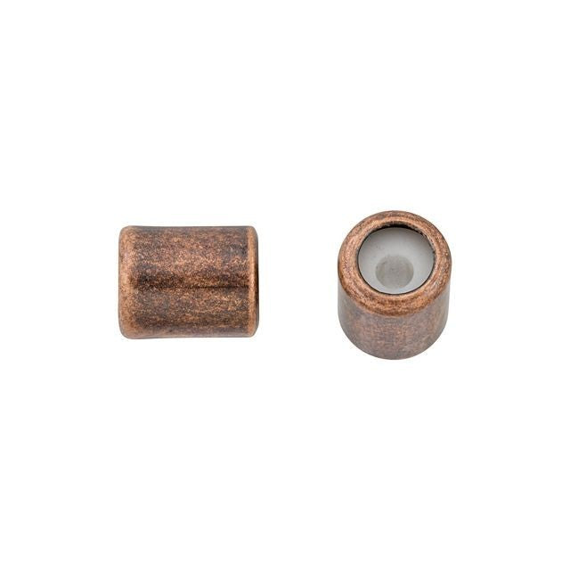 7 x 5mm Antique Copper String-On Barrel Clasp with Silicone Grommet