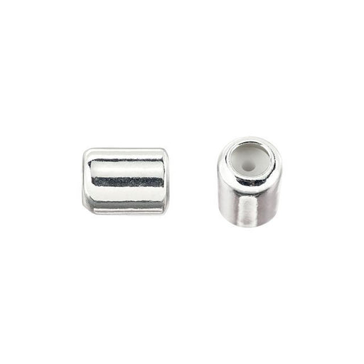 4 x 5mm Silver String-On Barrel Clasp with Silicone Grommet