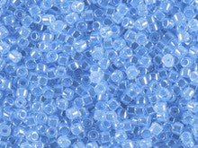 Miyuki 11/0  Light Crystal Sapphire Ceylon Lined-Dyed Delica Seed Beads 2.5-Inch Tube