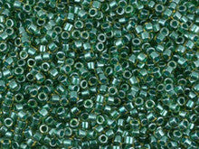 Miyuki 11/0 Color-Lined Sparkle Light Green/Dark Teal Delica Seed Beads 2.5-Inch Tube