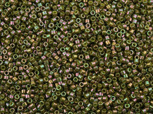 Miyuki 11/0 Olive Opaque AB Gold Luster Delica Seed Bead, 2.5-Inch Tube
