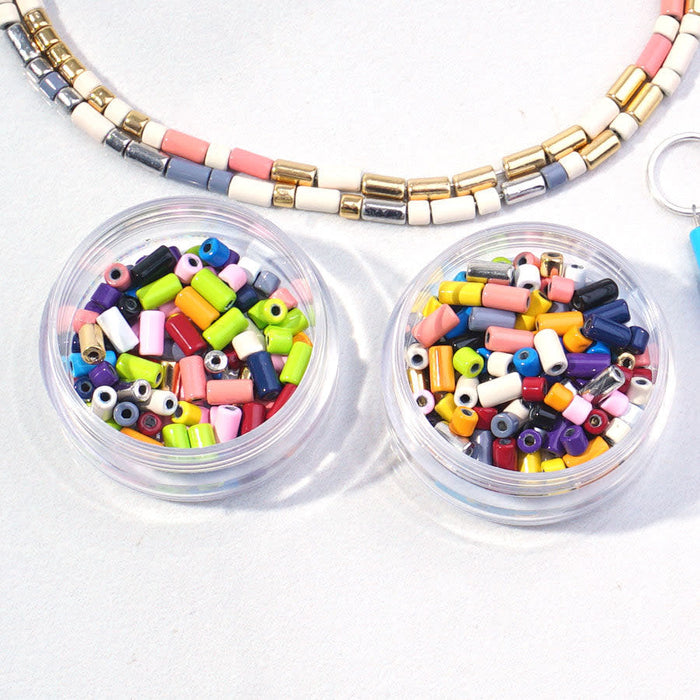 3mm Blue Enamel Tube Bead (10 Pieces)