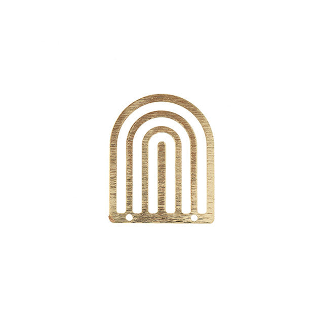 Pendant Frame, Rainbow with Cutouts 20x25mm, Gold Tone Brass (1 Piece)