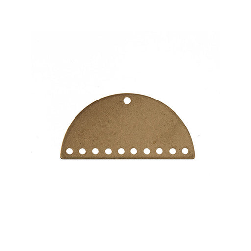 Chandelier Pendant, Semicircle with 11 Holes 30x15mm, Gold Tone Brass (1 Piece)