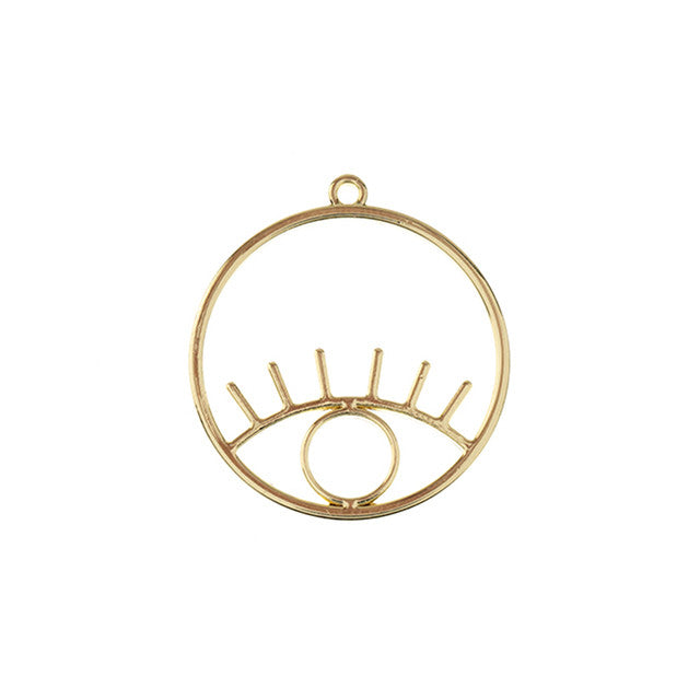 Pendant Frame, Circle with Ete 22mm, Gold Tone Brass (1 Piece)