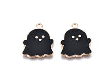 Light Gold and Black Ghost Enamel Charm 22x18mm