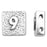 Alphabet Bead, Square with Two Holes Number '9', Sterling Silver (1 Piece)