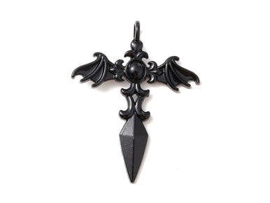 Black Gothic Winged Sword Pendant 44x34.5mm