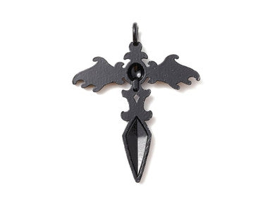 Black Gothic Winged Sword Pendant 44x34.5mm