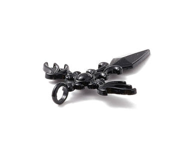 Black Gothic Winged Sword Pendant 44x34.5mm