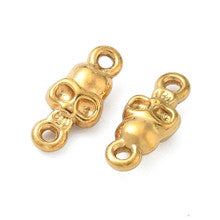 18K Gold-Plated Stainless Steel Mini Skull Connector 9.5x4.5mm