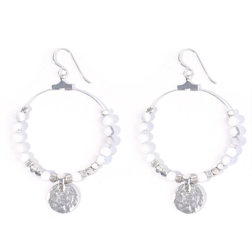 Gemstone & Coin Drop Earrings Kit  - White Howlite / Silver