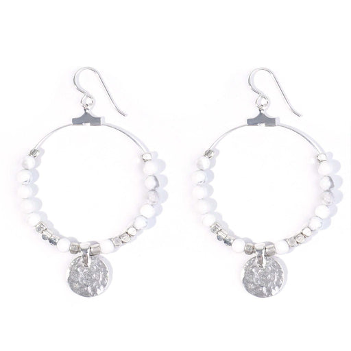 Gemstone & Coin Drop Earrings Kit  - White Howlite / Silver