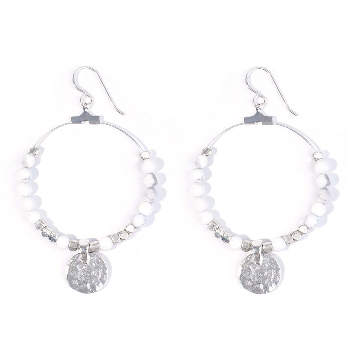 Gemstone & Coin Drop Earrings Kit  - White Howlite / Silver