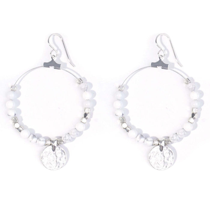 Gemstone & Coin Drop Earrings Kit  - White Howlite / Silver