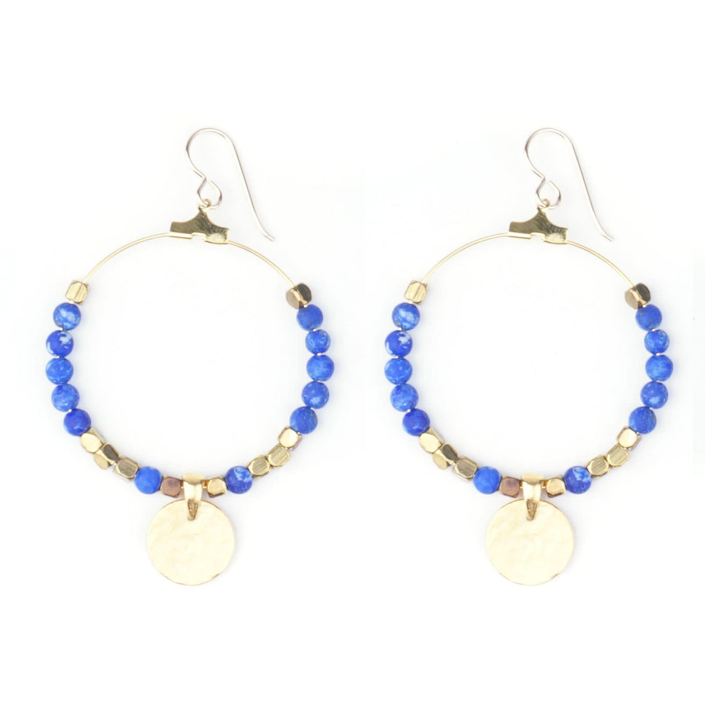 Gemstone & Coin Drop Earrings Kit  - Matte Lapis / Gold