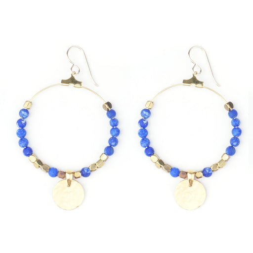 Gemstone & Coin Drop Earrings Kit  - Matte Lapis / Gold