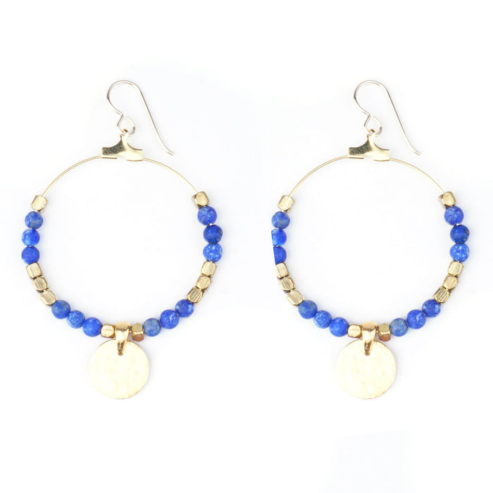 Gemstone & Coin Drop Earrings Kit  - Matte Lapis / Gold