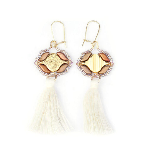Jewelry Kit, Liotrivi Reversible Earring Set, Gold and Cream from Lisa's Bead Designs - Limited Edition