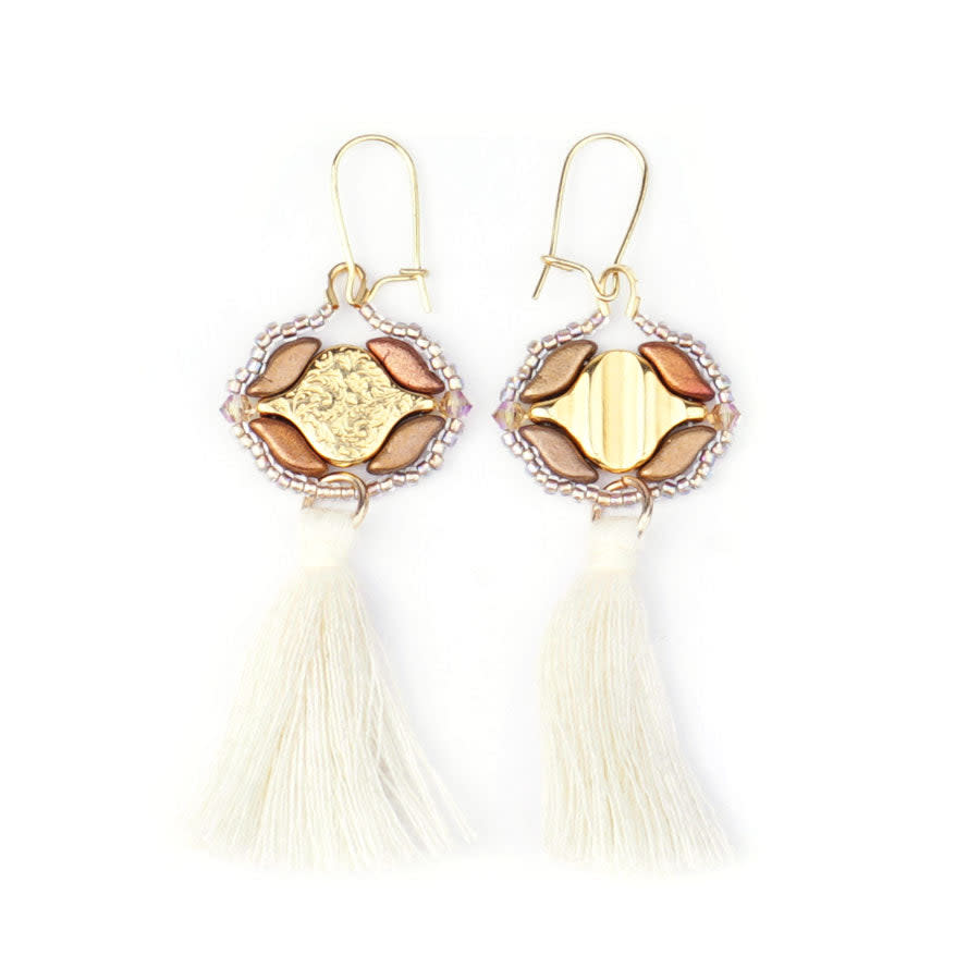 Jewelry Kit, Liotrivi Reversible Earring Set, Gold and Cream from Lisa's Bead Designs - Limited Edition