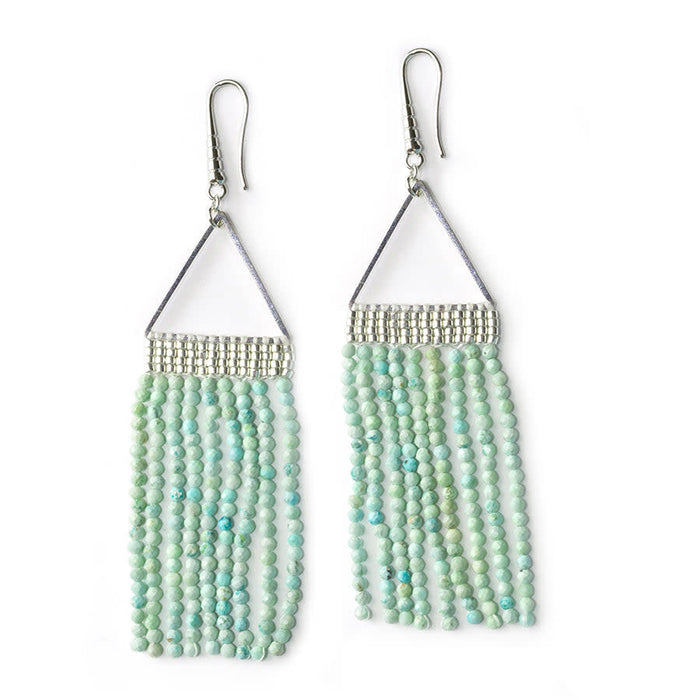 Jewelry Kit, Cleopatra Fringe Gemstone Earring Set, Silver and Peruvian Turquoise - Limited Edition