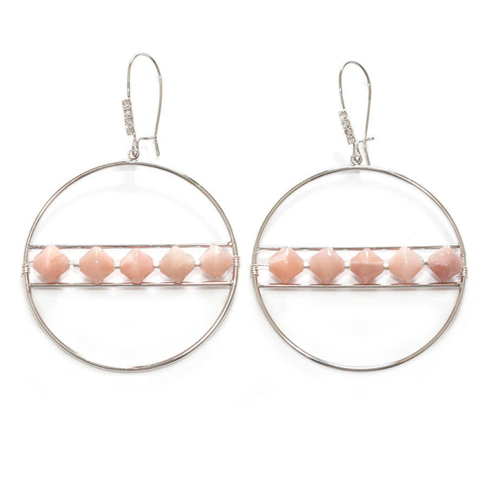 Jewelry Kit, The Saturn Gemstone Earring Set - Peach Moonstone and Silver - Limited Edition