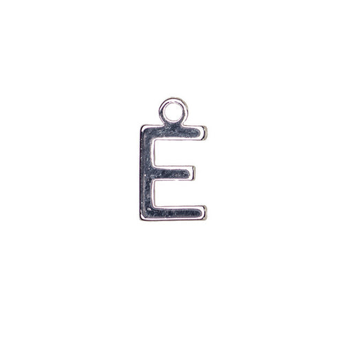 Alphabet Pendant, Letter "E" 8.5mm, Silver Plated (1 Piece)
